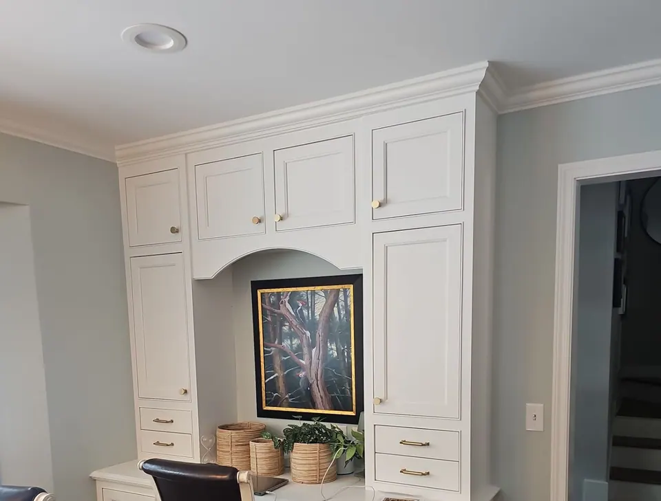 Built-in cabinets with greige painted walls
